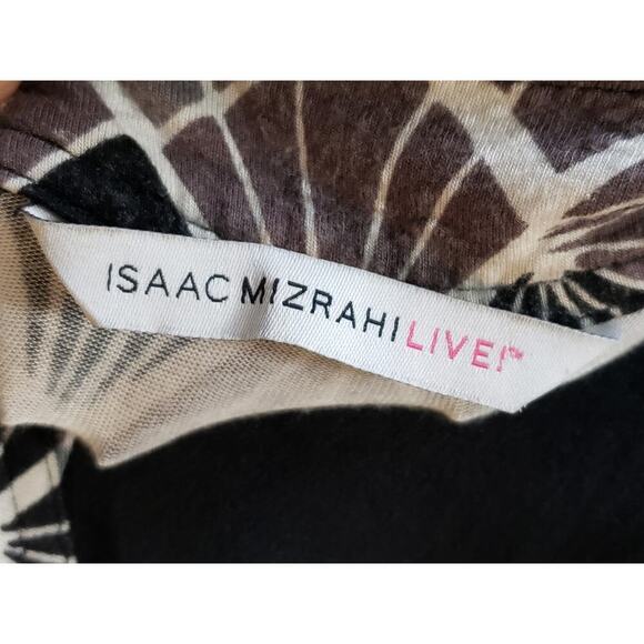 Isaac Mizrahi Sheath Dress Womens L Multi Geo Print Tie Waist Button Front Neck - Picture 3 of 13